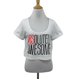 Lorna Jane Shirt Women M Medium White Cropped Scoop Absolutely Awesome Life Tee
